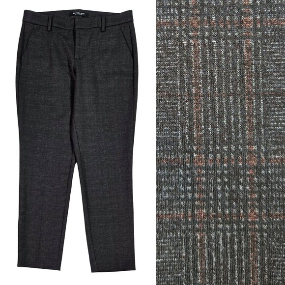 Liverpool Kelsey Knit Ankle Trousers Charcoal Gray Dark Brown Plaid Stitch Fix - Picture 1 of 9
